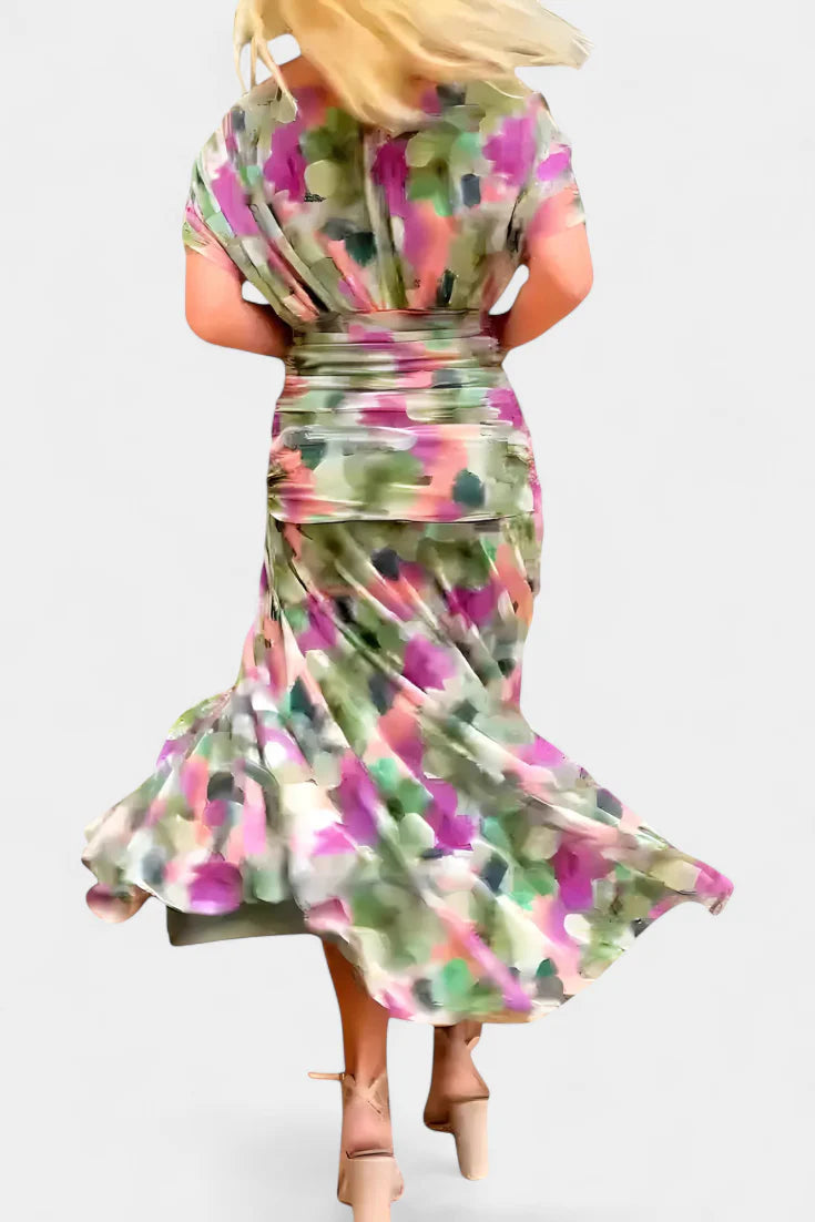 Florendra | Vestido Largo Floral con Cuello en V