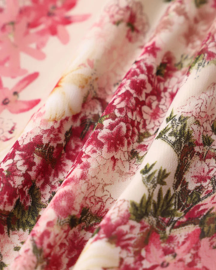 Floral - Vestido midi con tirantes y volantes