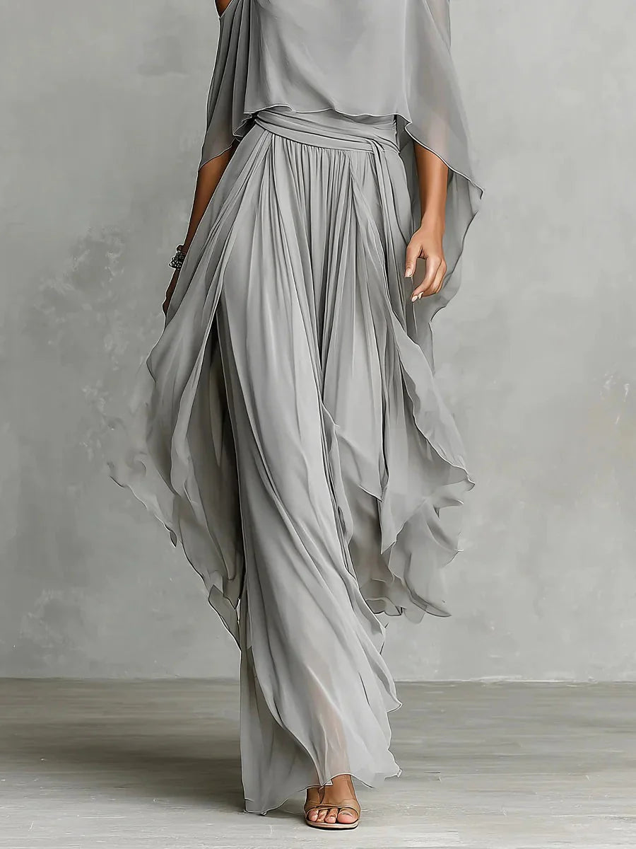 Isabela - Conjunto Fluido Gris con Top Tirantes