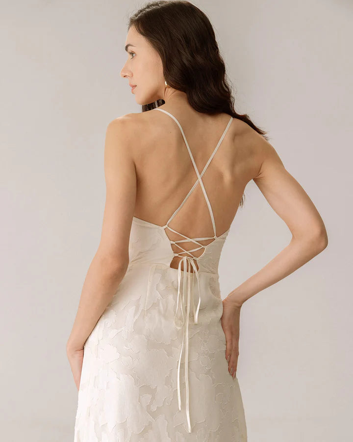 Jacquard - Vestido largo liso