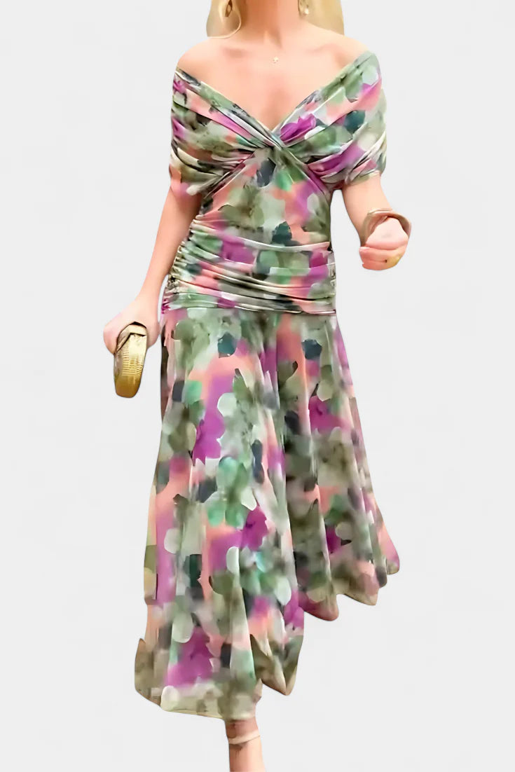 Florendra | Vestido Largo Floral con Cuello en V