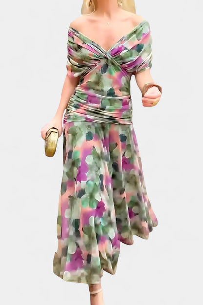 Florendra | Vestido Largo Floral con Cuello en V