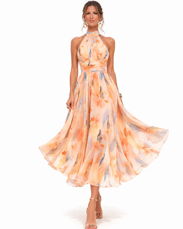 Aurora | Vestido con Cuello Halter y Estampado