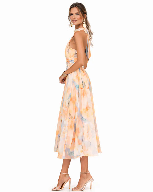 Aurora | Vestido con Cuello Halter y Estampado