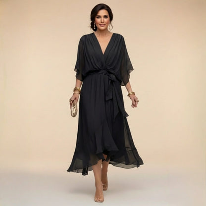 MARTA™ | VESTIDO DE CHIFFON CON ESCOTE EN V