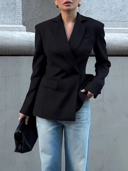 Blazer sin espalda de color liso
