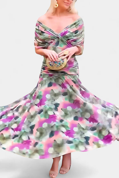 Florendra | Vestido Largo Floral con Cuello en V