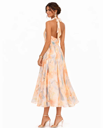 Aurora | Vestido con Cuello Halter y Estampado