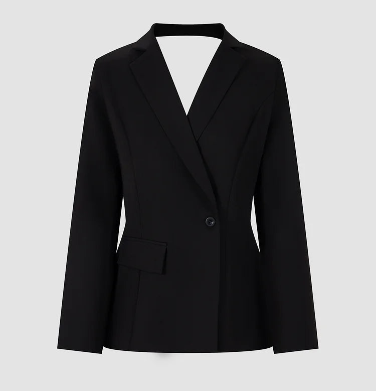 Blazer sin espalda de color liso