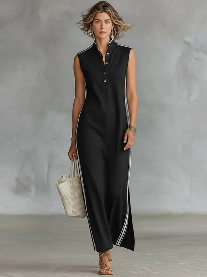 Henley - Vestido largo Henley sin mangas