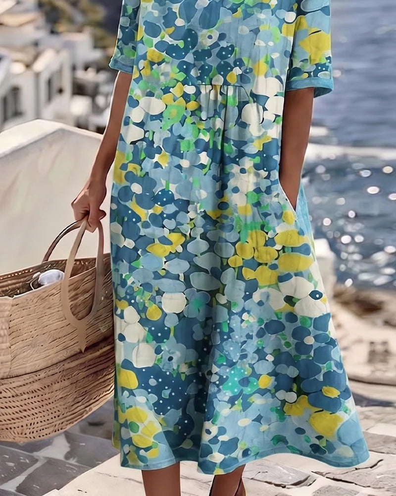 Elena | Vestido midi floral suelto y ligero
