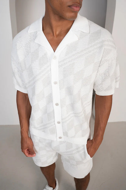 Conjunto Camisa y Pantalon de Punto a Cuadros