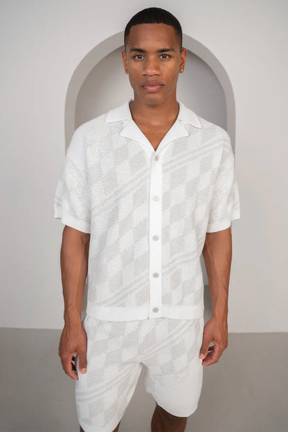Conjunto Camisa y Pantalon de Punto a Cuadros