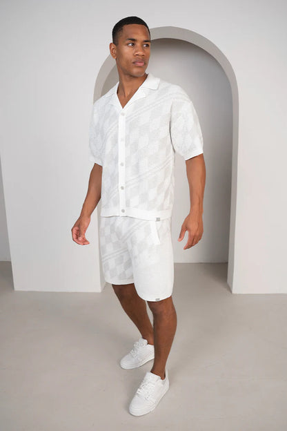 Conjunto Camisa y Pantalon de Punto a Cuadros