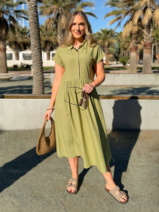 Vestido camisero de lino Rhiona