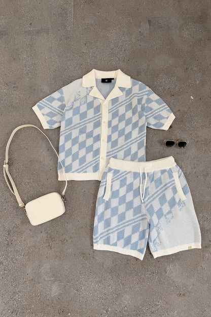 Conjunto Camisa y Pantalon de Punto a Cuadros
