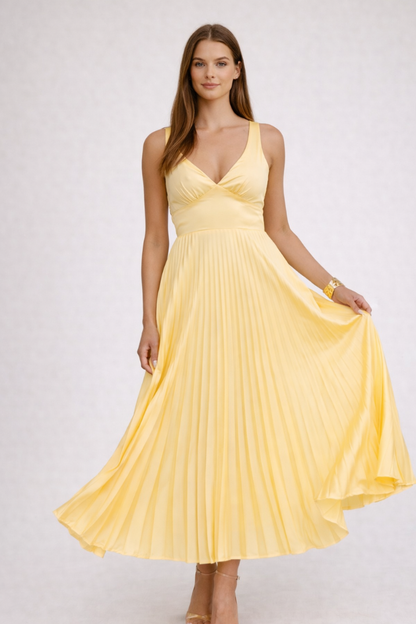 ALBA | Vestido plisado con escote en V