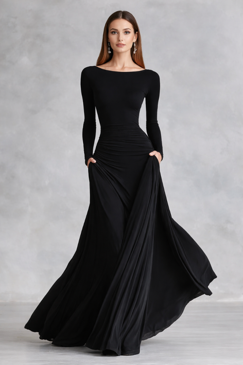 ADELE | Vestido largo con escote barco