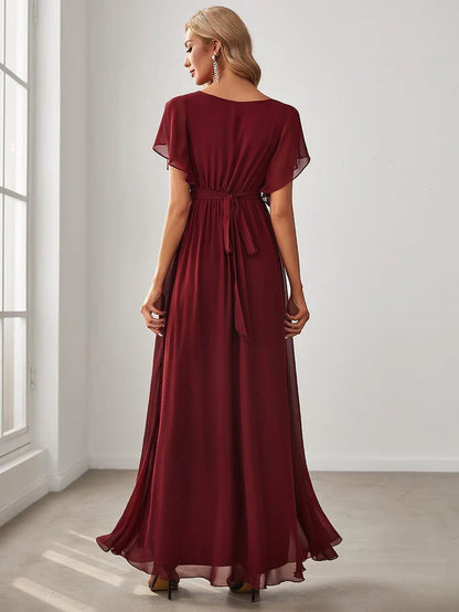 Leora - Vestido de Noche Elegante con Escote en V y Corte en A