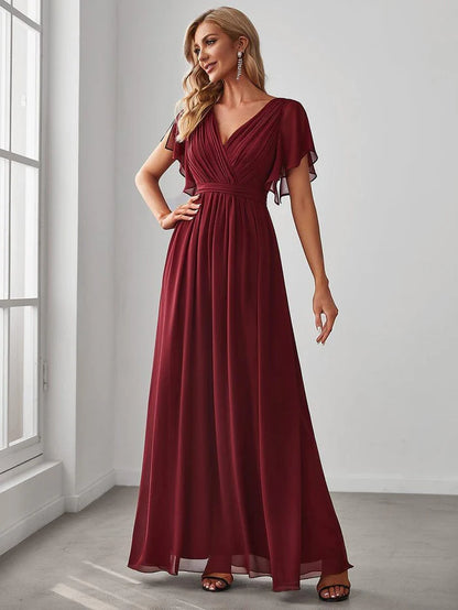 Leora - Vestido de Noche Elegante con Escote en V y Corte en A