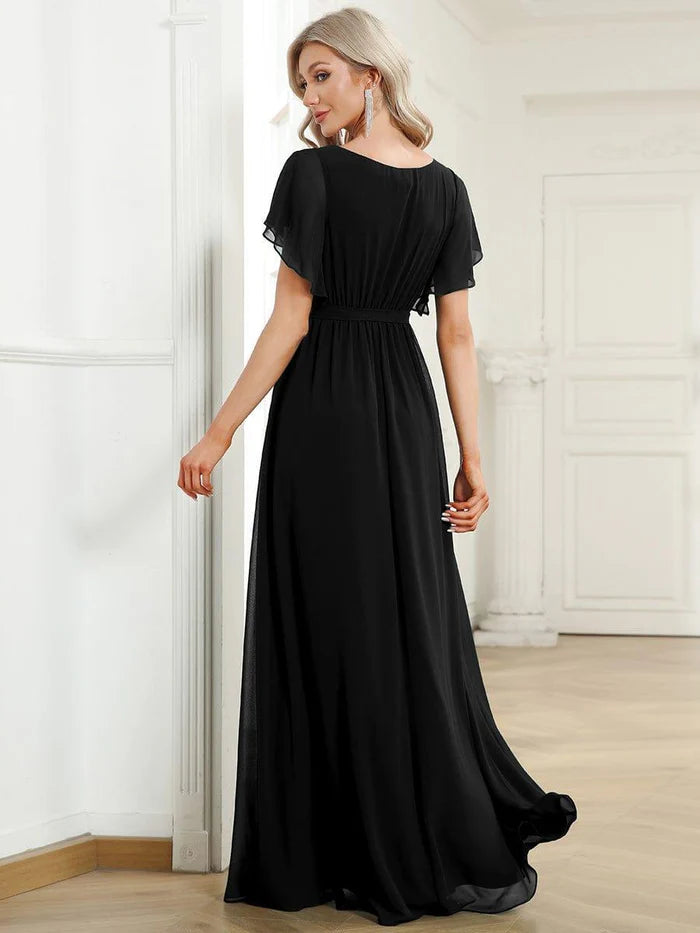 Leora - Vestido de Noche Elegante con Escote en V y Corte en A