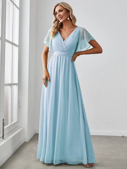 Leora - Vestido de Noche Elegante con Escote en V y Corte en A