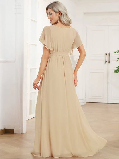 Leora - Vestido de Noche Elegante con Escote en V y Corte en A