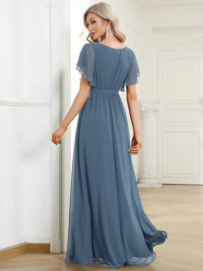 Leora - Vestido de Noche Elegante con Escote en V y Corte en A