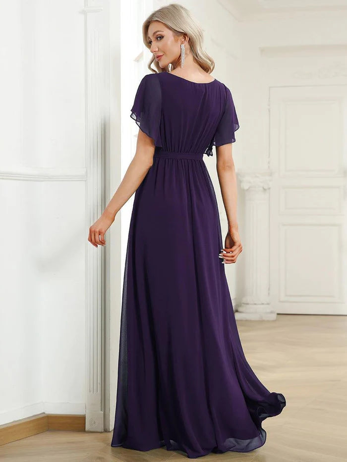 Leora - Vestido de Noche Elegante con Escote en V y Corte en A