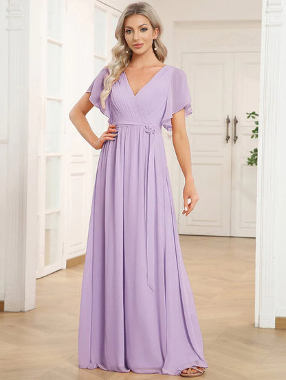 Leora - Vestido de Noche Elegante con Escote en V y Corte en A