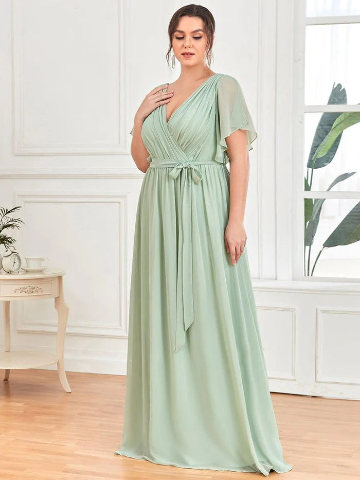 Leora - Vestido de Noche Elegante con Escote en V y Corte en A