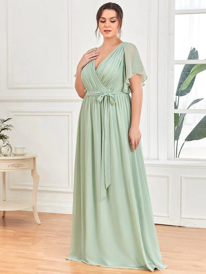 Leora - Vestido de Noche Elegante con Escote en V y Corte en A