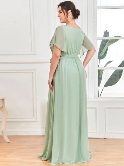 Leora - Vestido de Noche Elegante con Escote en V y Corte en A
