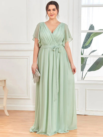 Leora - Vestido de Noche Elegante con Escote en V y Corte en A