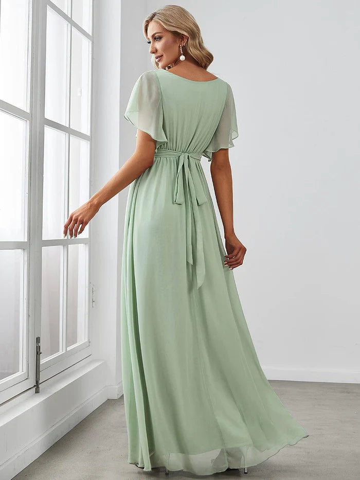 Leora - Vestido de Noche Elegante con Escote en V y Corte en A