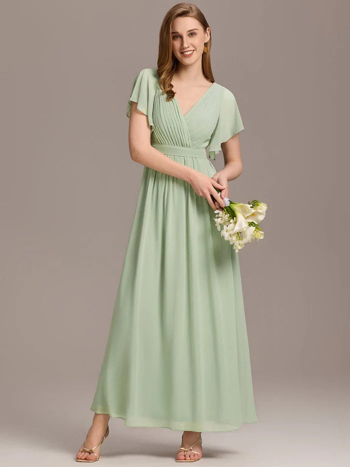 Leora - Vestido de Noche Elegante con Escote en V y Corte en A