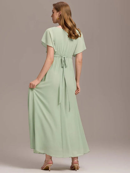 Leora - Vestido de Noche Elegante con Escote en V y Corte en A