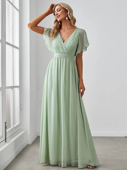 Leora - Vestido de Noche Elegante con Escote en V y Corte en A
