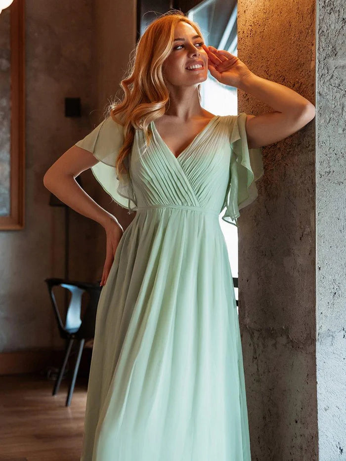 Leora - Vestido de Noche Elegante con Escote en V y Corte en A