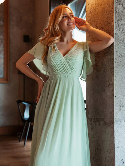 Leora - Vestido de Noche Elegante con Escote en V y Corte en A