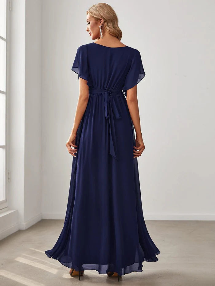 Leora - Vestido de Noche Elegante con Escote en V y Corte en A