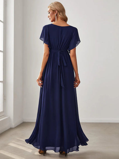Leora - Vestido de Noche Elegante con Escote en V y Corte en A