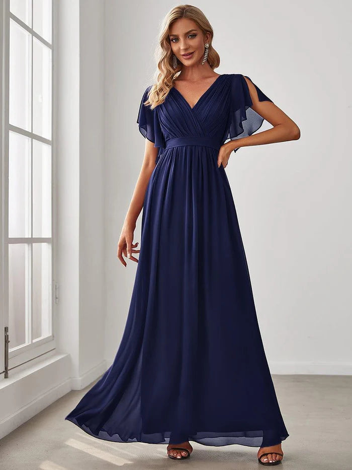 Leora - Vestido de Noche Elegante con Escote en V y Corte en A