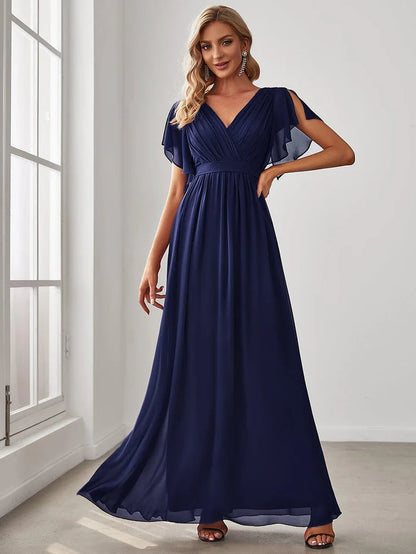 Leora - Vestido de Noche Elegante con Escote en V y Corte en A