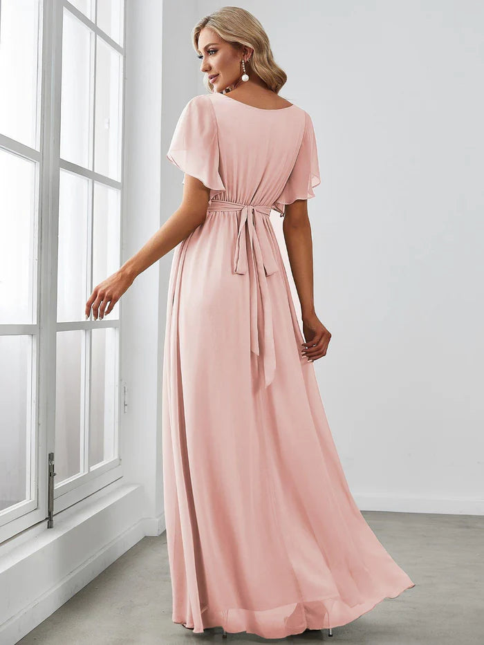 Leora - Vestido de Noche Elegante con Escote en V y Corte en A
