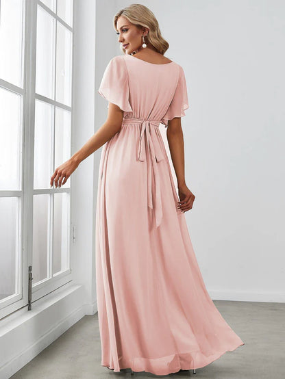 Leora - Vestido de Noche Elegante con Escote en V y Corte en A