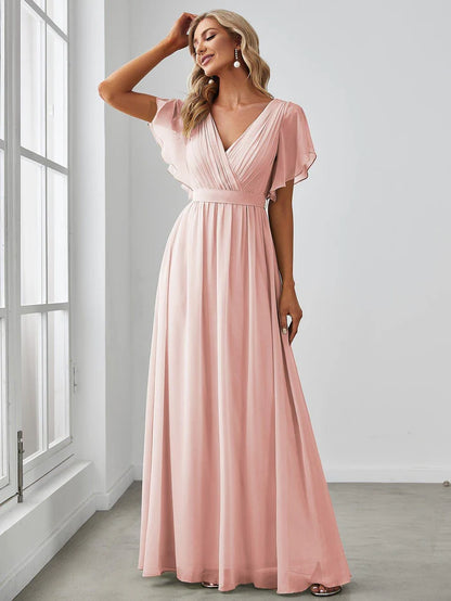 Leora - Vestido de Noche Elegante con Escote en V y Corte en A