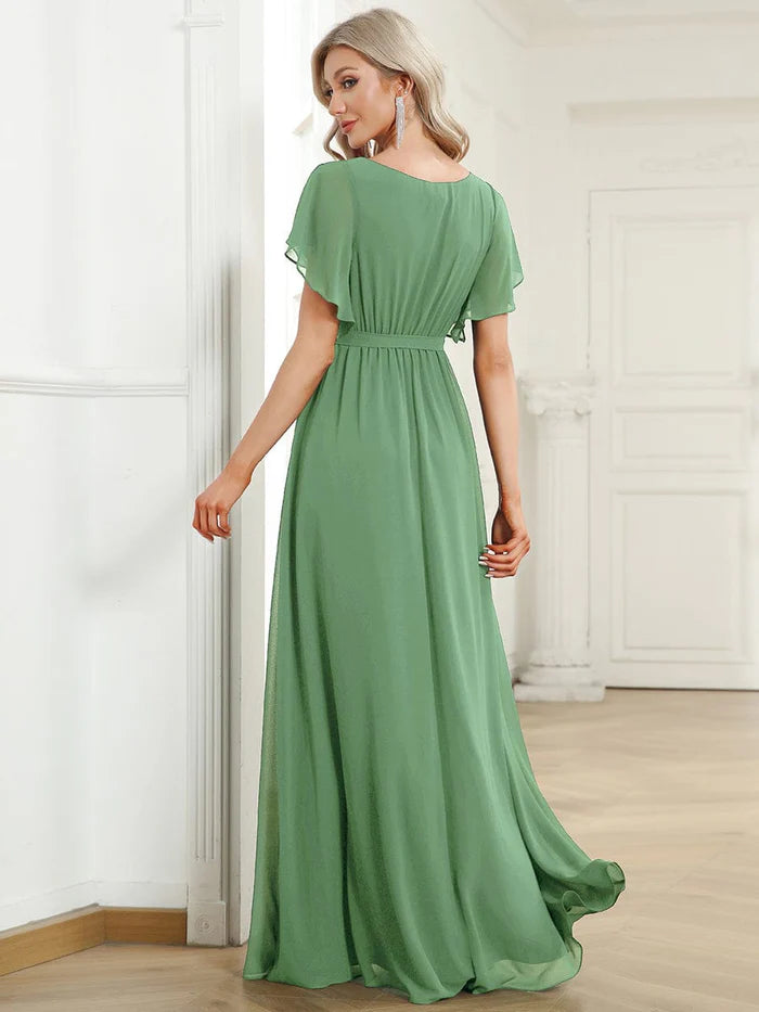 Leora - Vestido de Noche Elegante con Escote en V y Corte en A