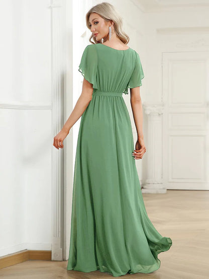 Leora - Vestido de Noche Elegante con Escote en V y Corte en A