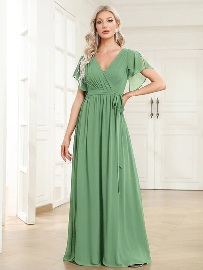 Leora - Vestido de Noche Elegante con Escote en V y Corte en A